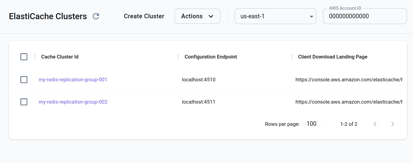 List existing cache clusters